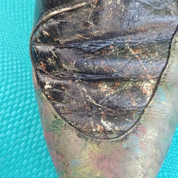 Women's Black Leather Hand Painted Western  Boots - Picture 3 of 8